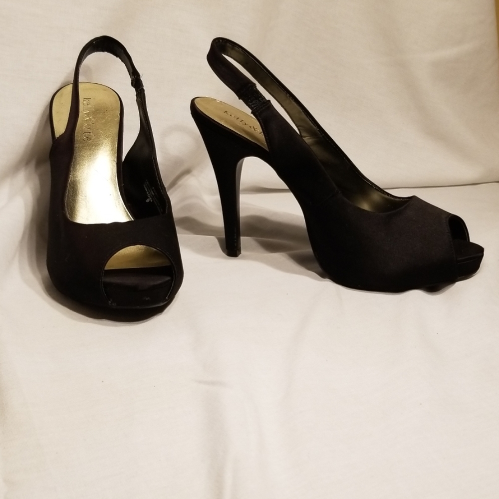 Black Peep-Toe Heels by Kelly & Katie